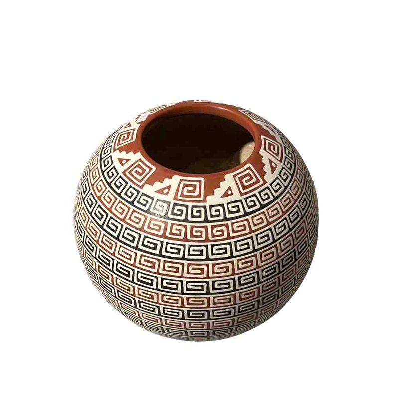 MATA ORTIZ RED &amp; BLACK GEO BOWL 4.25 x 6