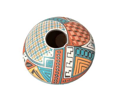 MATA ORTIZ PAINTED SEED POT 1.75 x  4.5
