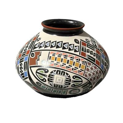 MATA ORTIZ PAINTED GEO SHAPES POT 4 x 5
