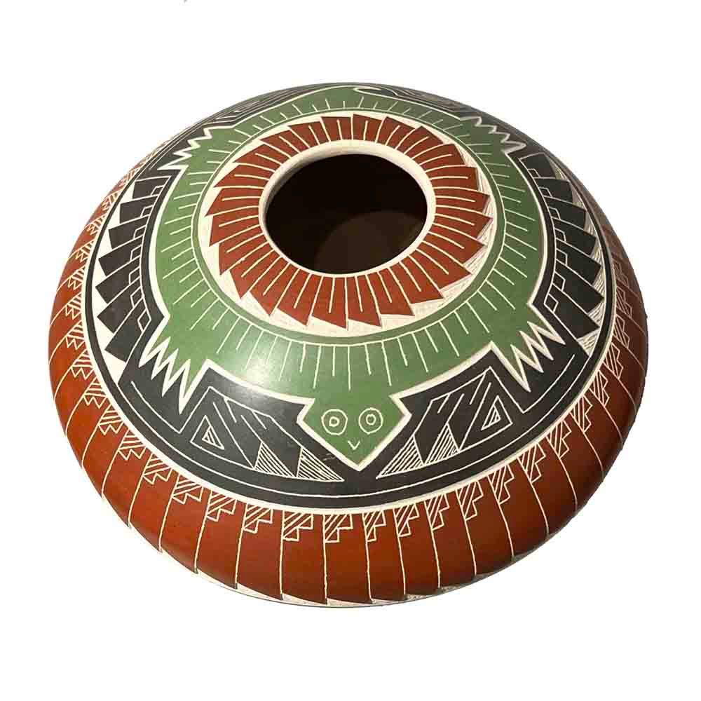 MATA ORTIZ ETCHED &amp; PAINTED TURTLE POT  5 x 7