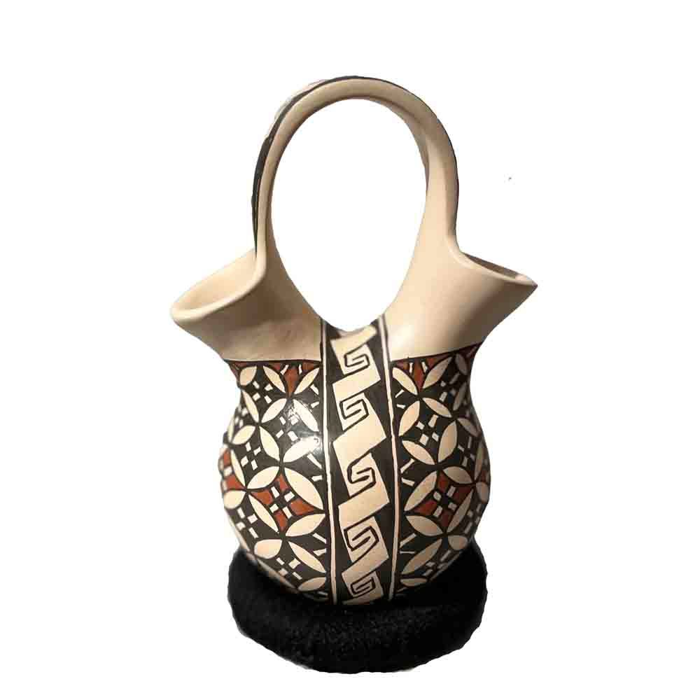 MATA ORTIZ PAINTED RED &amp; BLACK WEDDING VASE - 5.25 x 4