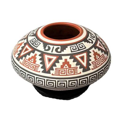 MATA ORTIZ RED &amp; BLACK GEO POT - 2.5 x 6