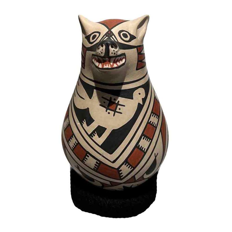 MATA ORTIZ SM. RED &amp; BLACK COYOTE - 4 x 3