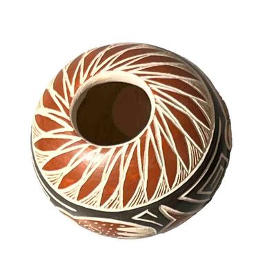 MATA ORTIZ TINY RED &amp; BLACK ROADRUNNER - 1.5 x 2