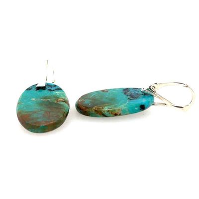 SILVER OVAL KINGMAN TURQUOISE EARRINGS