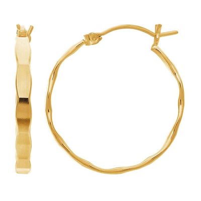 GOLD-FILLED HAMMERED ROUND HOOP EARRINGS