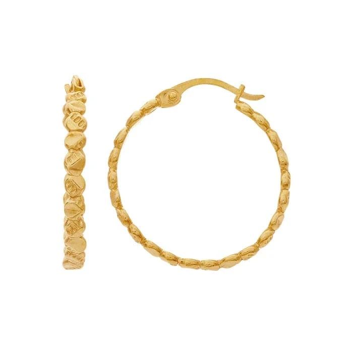 GOLD-FILLED FLAT BEAD 21MM HOOP EARRINGS