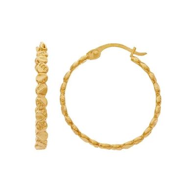 GOLD-FILLED FLAT BEAD 21MM HOOP EARRINGS