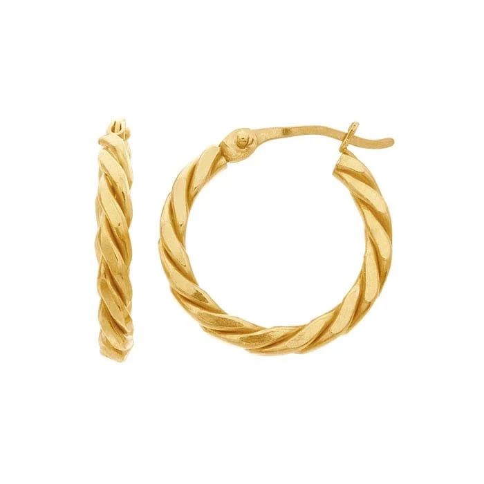 GOLD-FILLED  FLAT TWIST HOOP EARRINGS