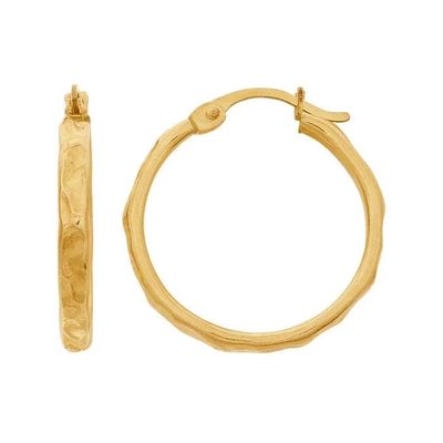 GOLD-FILLED HAMMERED HOOP EARRINGS
