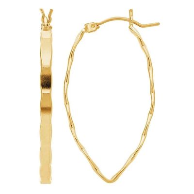 GOLD-FILLED HAMMERED MARQUISE HOOP EARRINGS