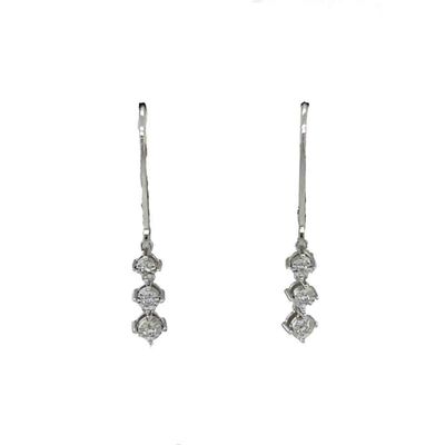 14K WHITE GOLD 3-DIAMOND EARRINGS
