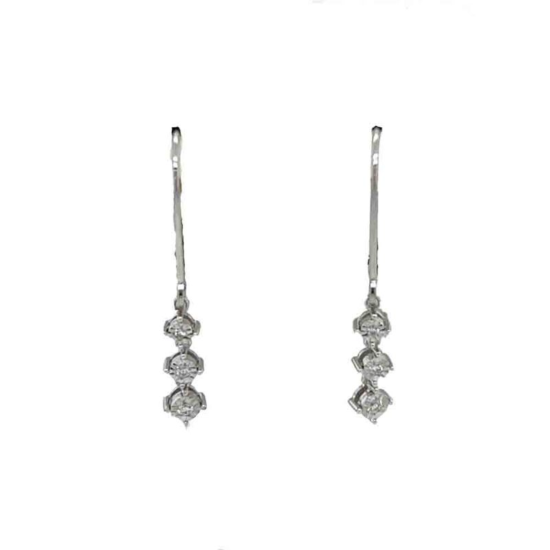14K WHITE GOLD 3-DIAMOND EARRINGS