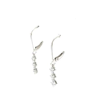 14K WHITE GOLD 3-DIAMOND EARRINGS