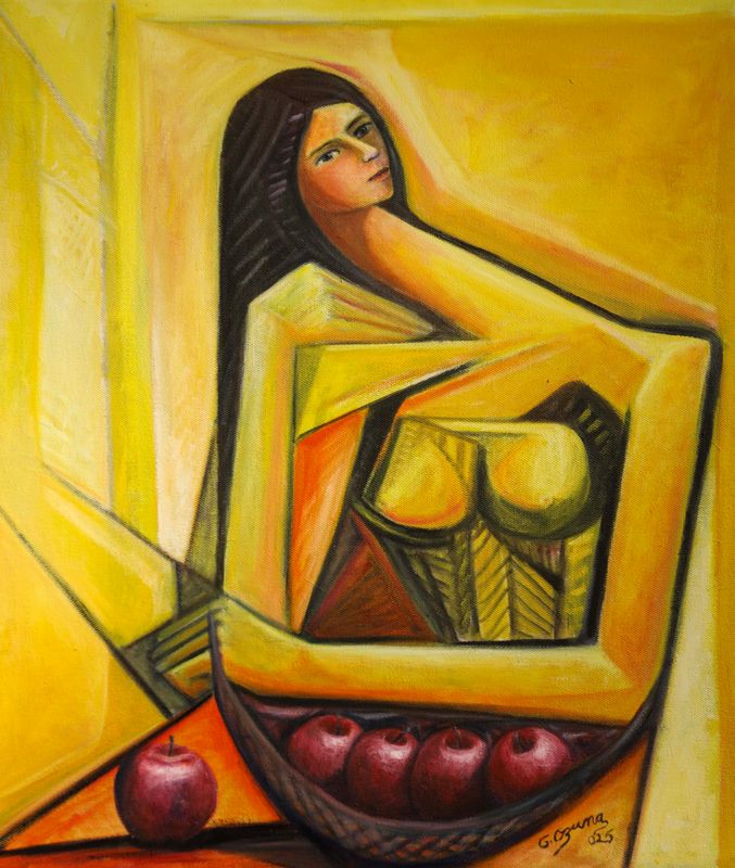 YOUTH WITH APPLES 23.75" x 27.5"