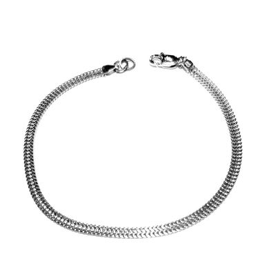 SILVER FLAT WOVEN WHEAT CHAIN BRACELET