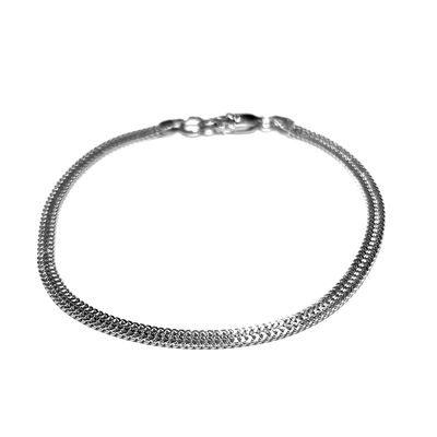 SILVER FLAT WOVEN WHEAT CHAIN BRACELET