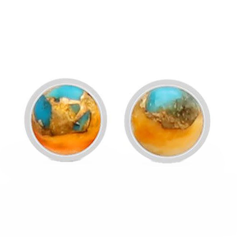SILVER SPINY OYSTER &amp; TURQUOISE POST EARRINGS