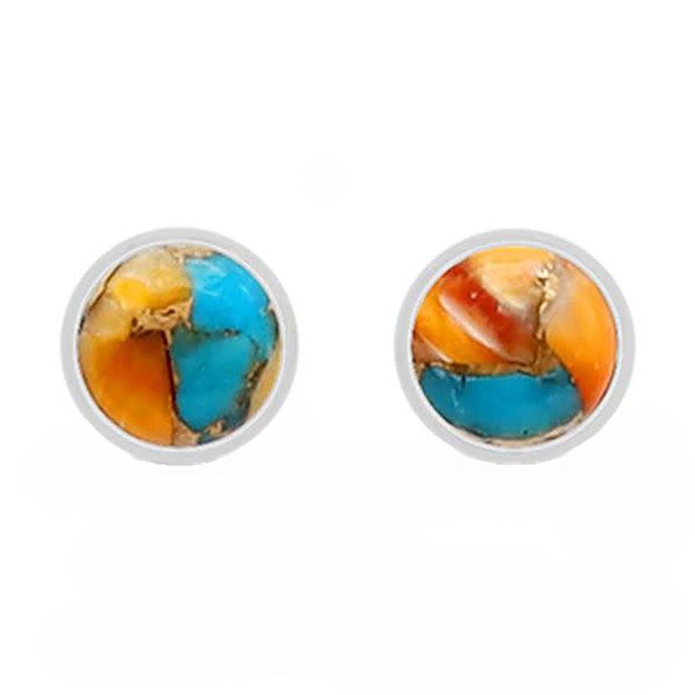SILVER SPINY OYSTER TURQUOISE POST EARRINGS