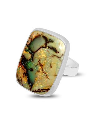 SILVER SPIDER-WEB OPAL RECTANGLE - ADJ