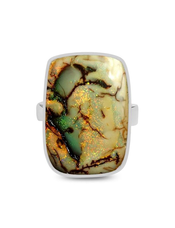SILVER SPIDER-WEB OPAL RECTANGLE - ADJ