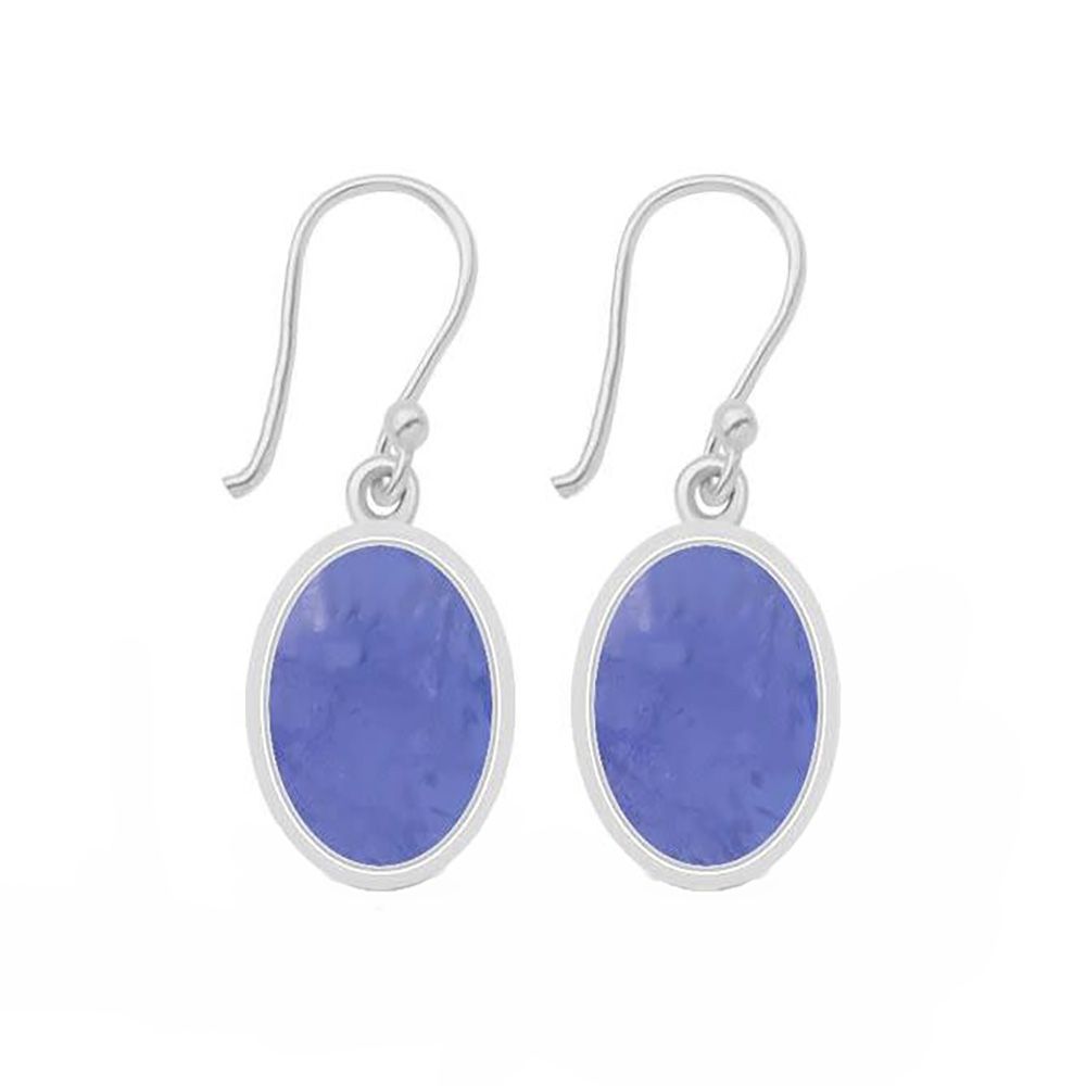SILVER TANZANITE OVAL EARRINGS
