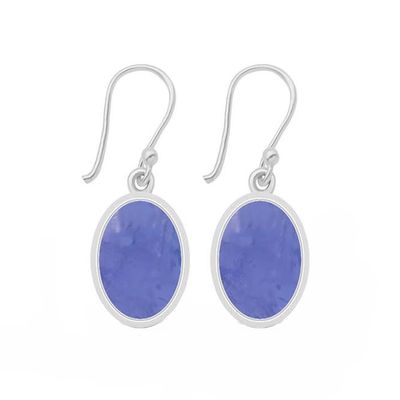 SILVER TANZANITE OVAL EARRINGS