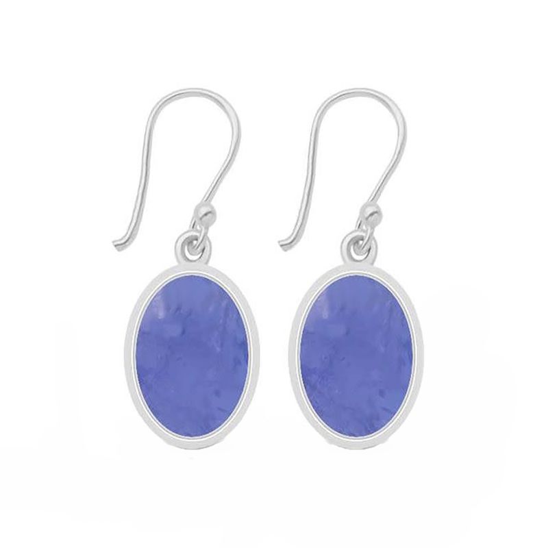 SILVER TANZANITE OVAL EARRINGS