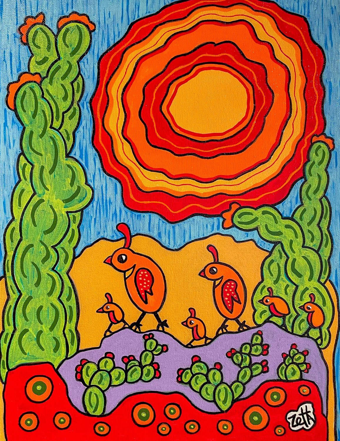 "QUAIL FAMILY" 11X14