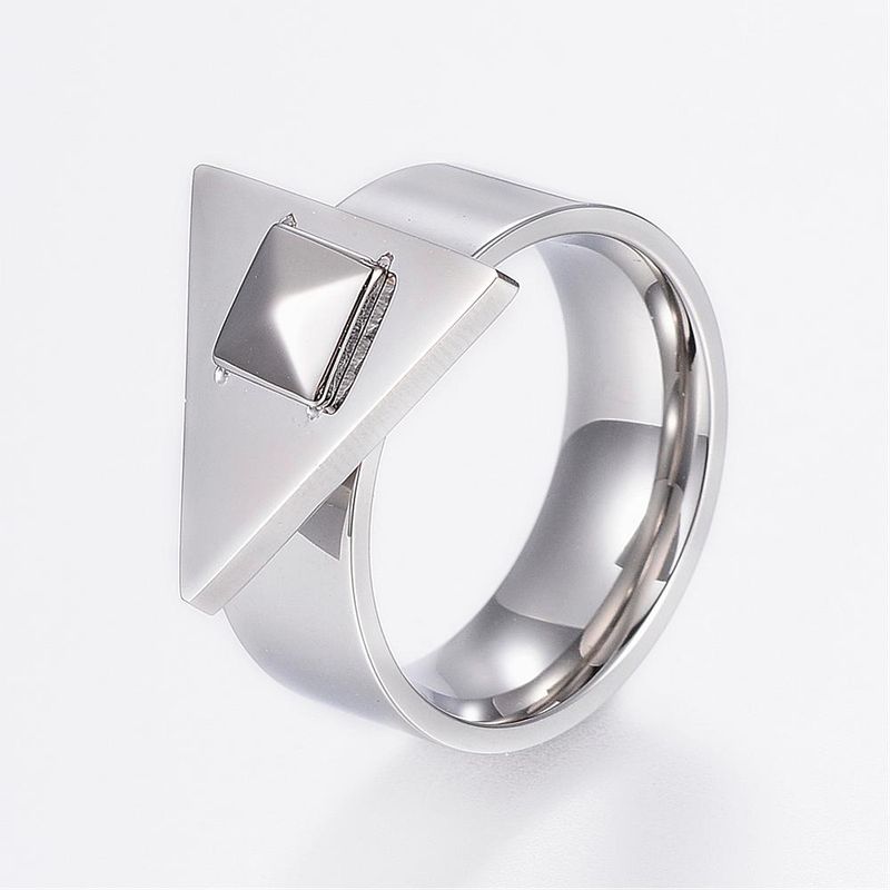 SILVER STAINLESS TRIANGLE RING