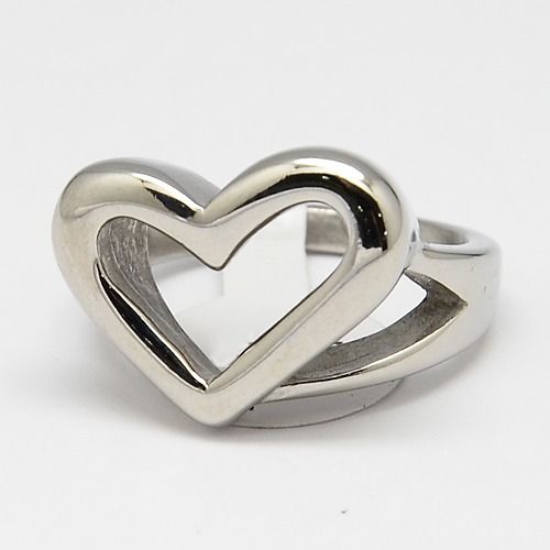 SILVER STAINLESS CUT-OUT HEART RING