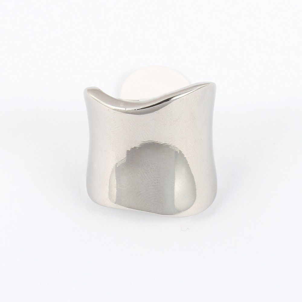 SILVER STAINLESS SMOOTH WAVE RING, Size: 8