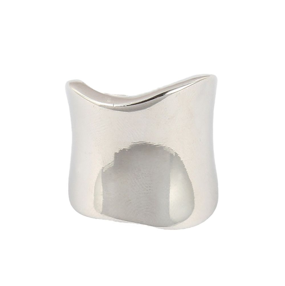 SILVER STAINLESS SMOOTH WAVE RING, Size: 8
