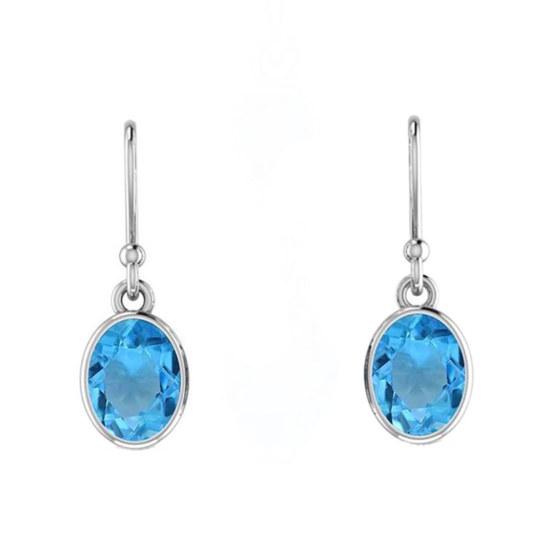 SILVER BLUE TOPAZ OVAL EARRINGS