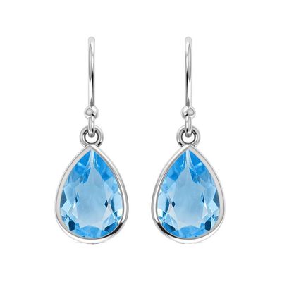 SILVER BLUE TOPAZ TEARDROP EARRINGS