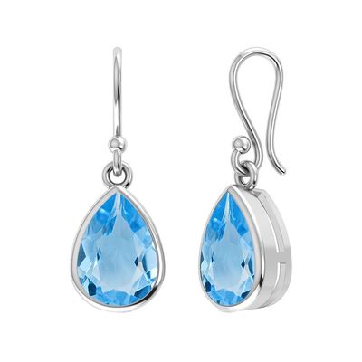 SILVER BLUE TOPAZ TEARDROP EARRINGS