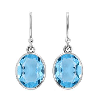 SILVER BLUE TOPAZ 8X10 OVAL EARRINGS