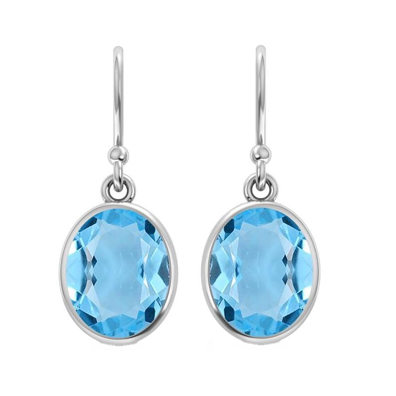 SILVER BLUE TOPAZ 8X10 OVAL EARRINGS