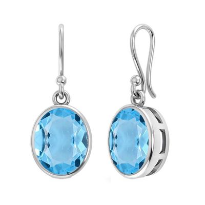 SILVER BLUE TOPAZ 8X10 OVAL EARRINGS
