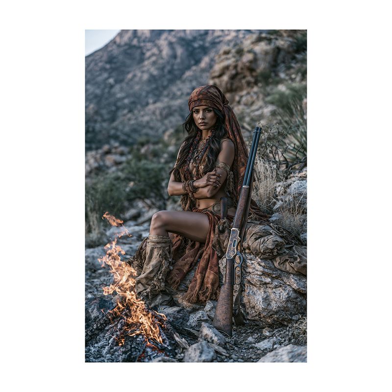 RESTING APACHE WARRIOR 24"x18" Acrylic on Metal