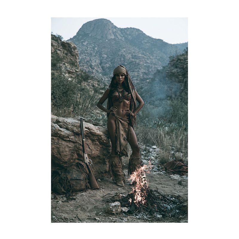 APACHE WARRIOR - MORNING STAR 24" x 16" Acrylic on Metal
