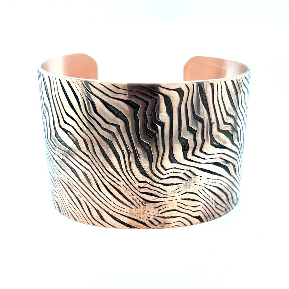 COPPER OXIDIZED 1.75" ROLLED ENERGY WAVE CUFF BRACELET