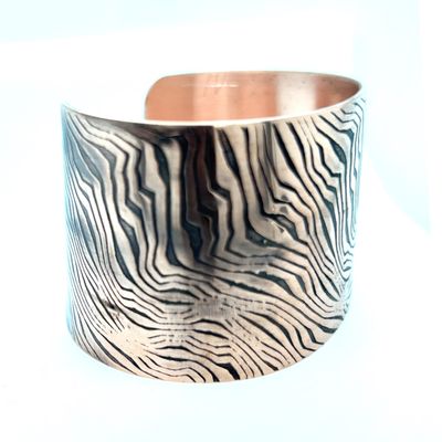 COPPER OXIDIZED 1.75" ROLLED ENERGY WAVE CUFF BRACELET