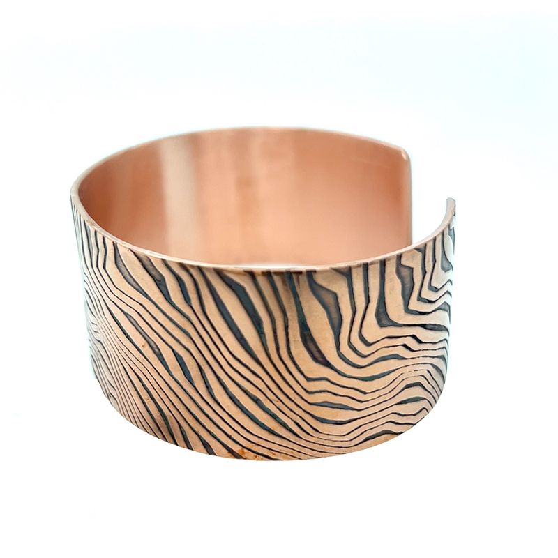 COPPER OXIDIZED 3/4" ROLLED ENERGY WAVE CUFF BRACELET