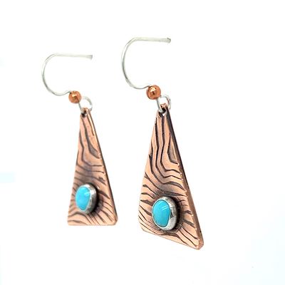 MIXED METALS ROLLED ENERGY WAVE TRI TURQUOISE EARRINGS