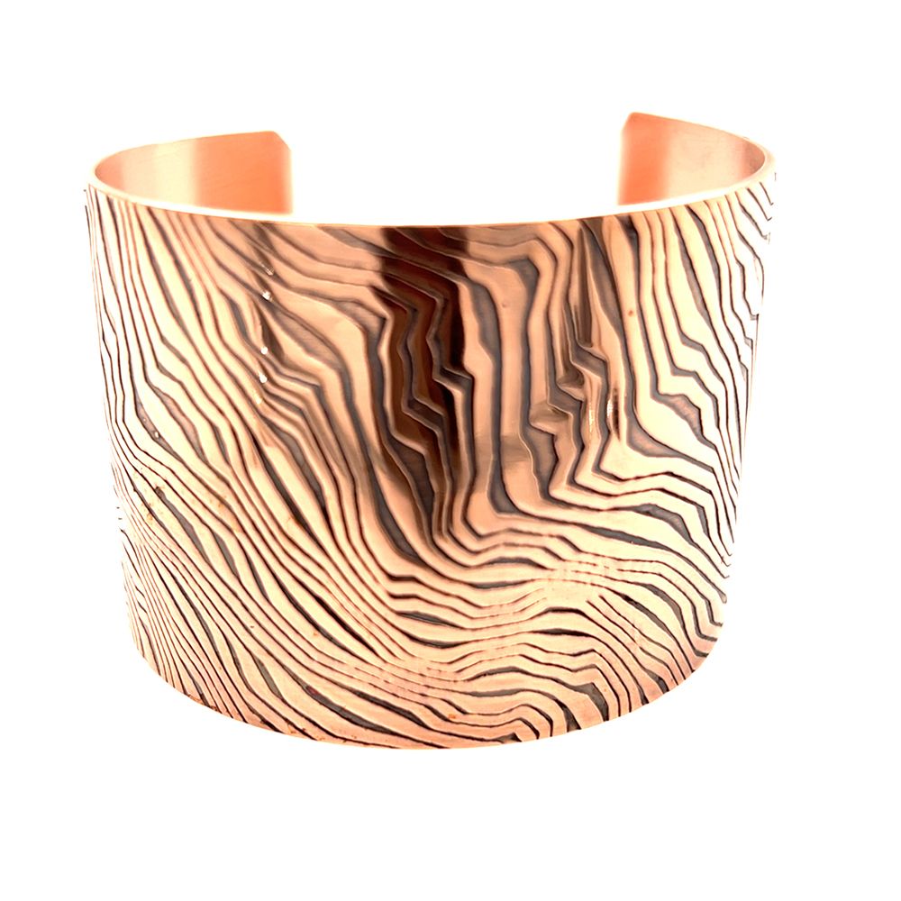 COPPER OXIDIZED 2" ROLLED ENERGY WAVE CUFF BRACELET