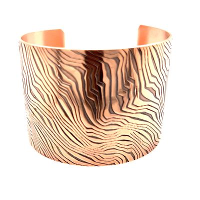 COPPER OXIDIZED 2" ROLLED ENERGY WAVE CUFF BRACELET