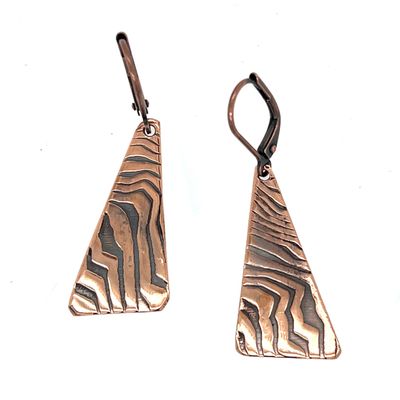 COPPER OXIDIZED ROLLED ENERGY WAVE TRI EARRINGS