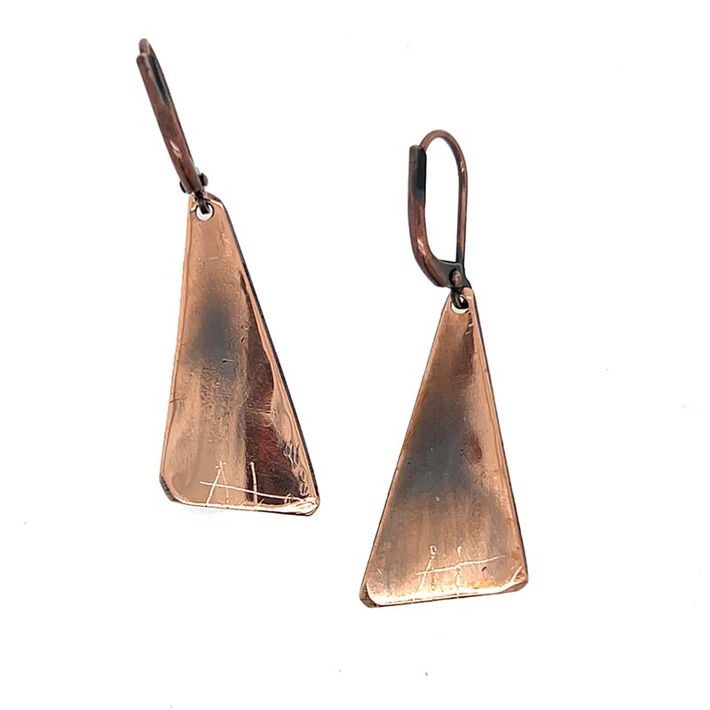 COPPER OXIDIZED ROLLED ENERGY WAVE TRI EARRINGS
