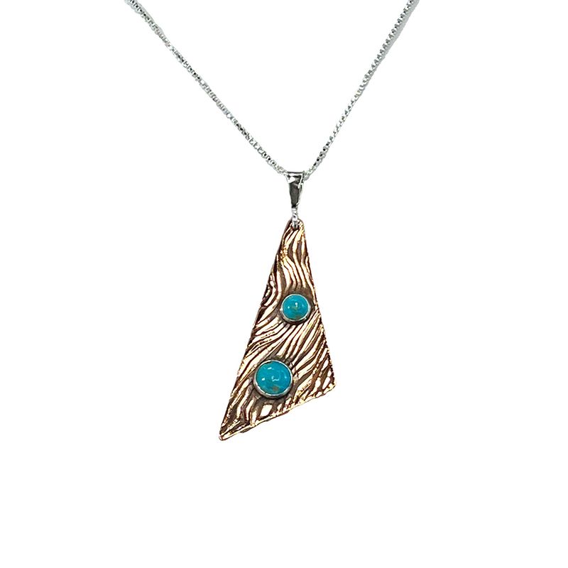 MIXED METALS ROLLED ENERGY WAVE TRI TURQUOISE PENDANT